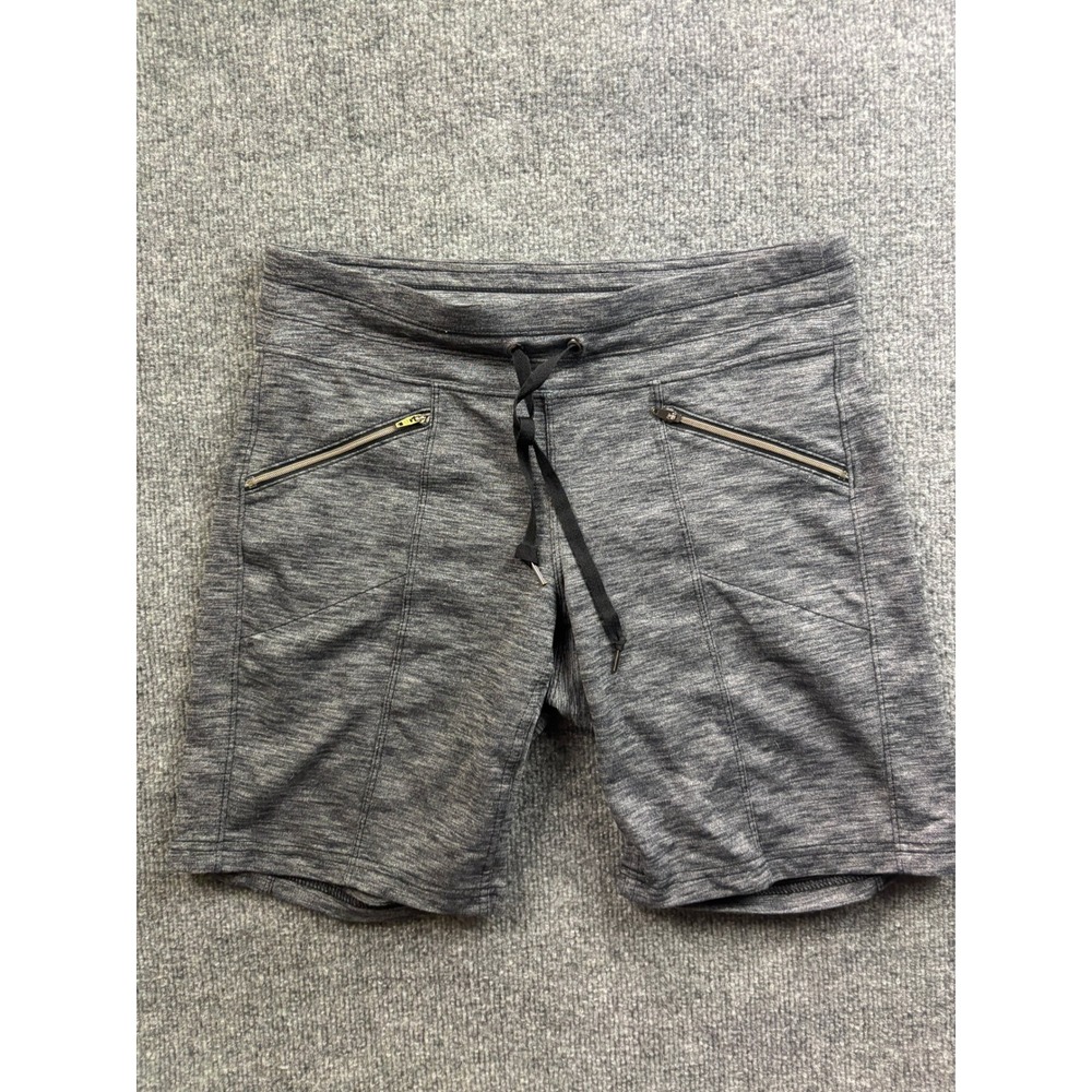 Athleta Shorts Womens S Gray Heathered Drawstring Zipper Pockets Activewear